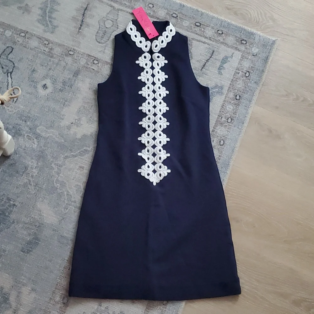 NWT Lilly Pulitzer Callista Shift Dress True Navy White SzXXS